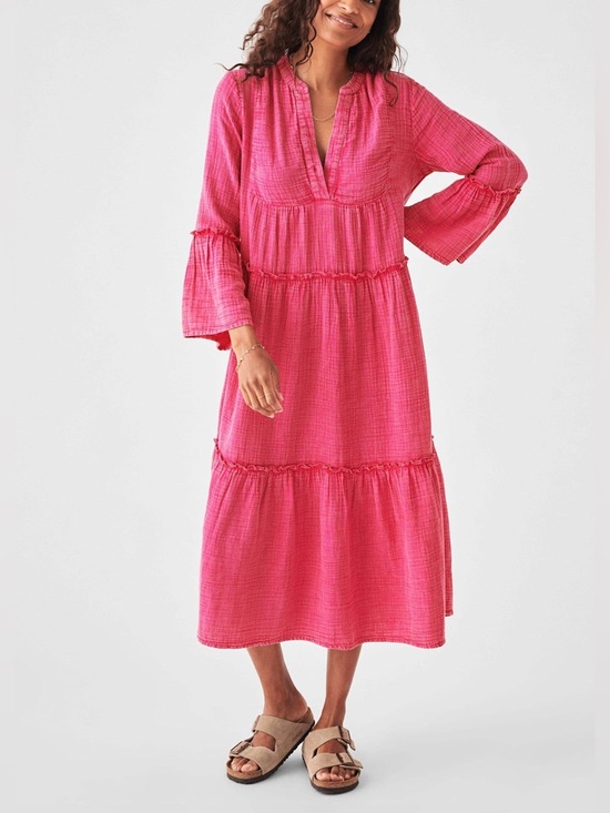 Faherty Dresses & Skirts - Faherty Pink Gauze Maxi Dress NWT Large Preppy Old Money